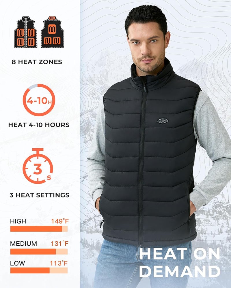 Topdot Store Heated Vest for Men with 7.4V 16000mAh Battery Pack Included, 8 Heating Zones Lightweight Warm Men's Heated Vest - Image 2